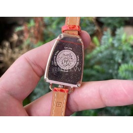 Galop D’Hermès Fashion Leather Strap Watch Orange Red