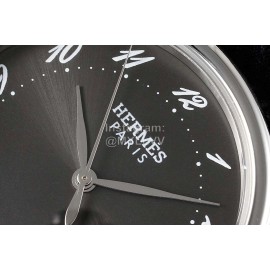 Hermes Arceau 316 Refined Steel Case Leather Strap Watch Black