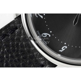 Hermes Arceau 316 Refined Steel Case Leather Strap Watch Black