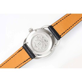 Hermes Arceau 316 Refined Steel Case Leather Strap Watch Black