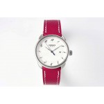 Hermes Arceau 316 Refined Steel Case Leather Strap Watch Wine Red