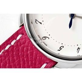 Hermes Arceau 316 Refined Steel Case Leather Strap Watch Wine Red