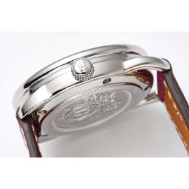 Hermes Arceau 316 Refined Steel Case Leather Strap Watch Wine Red