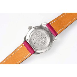 Hermes Arceau 316 Refined Steel Case Leather Strap Watch Wine Red