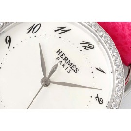 Hermes Arceau 316 Refined Steel Case Leather Strap Watch Pink