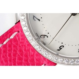 Hermes Arceau 316 Refined Steel Case Leather Strap Watch Pink