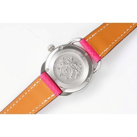 Hermes Arceau 316 Refined Steel Case Leather Strap Watch Pink