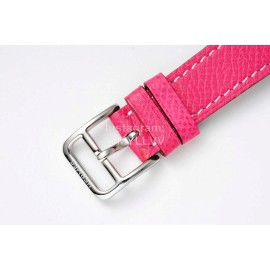 Hermes Arceau 316 Refined Steel Case Leather Strap Watch Pink