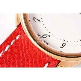 Hermes Arceau 316 Refined Steel Case Leather Strap Watch Red