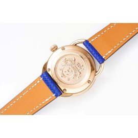 Hermes Arceau 316 Refined Steel Case Leather Strap Watch Blue