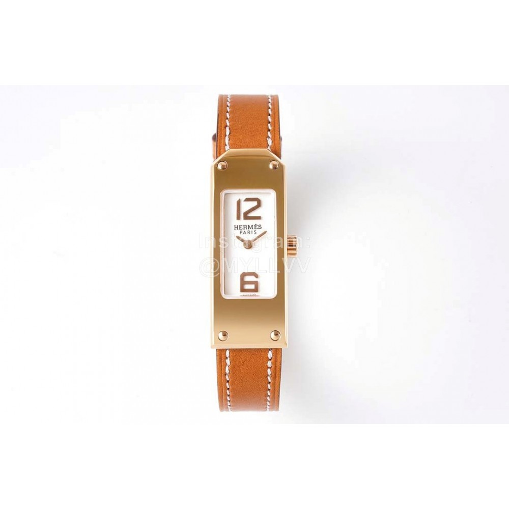 Hermes Kelly 2 Series Brown Leather Strap Sapphire Crystal Glass Watch