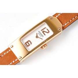 Hermes Kelly 2 Series Brown Leather Strap Sapphire Crystal Glass Watch