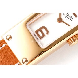 Hermes Kelly 2 Series Brown Leather Strap Sapphire Crystal Glass Watch