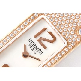 Hermes Kelly 2 Series Diamond Leather Strap Sapphire Crystal Glass Watch Black