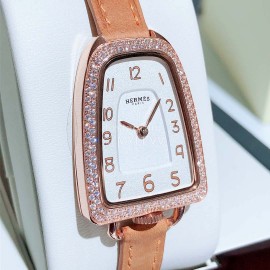 Galop D’Hermès Leather Strap Diamond Watch 