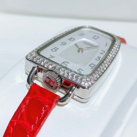Galop D’Hermès Leather Strap Diamond Watch Red