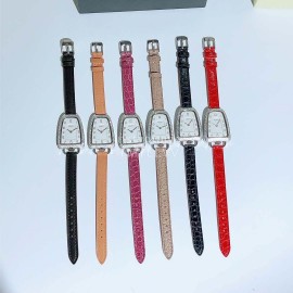 Galop D’Hermès Leather Strap Diamond Watch Red