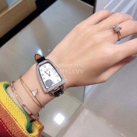 Galop D’Hermès Leather Strap Diamond Watch Black