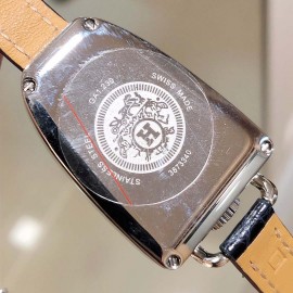 Galop D’Hermès Leather Strap Diamond Watch Black