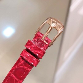 Galop D’Hermès Red Leather Strap Diamond Watch 