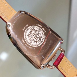Galop D’Hermès Red Leather Strap Diamond Watch 