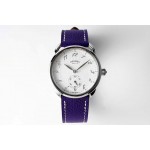 Hermes Arceau 34mm Round Dial Leather Strap Watch Purple