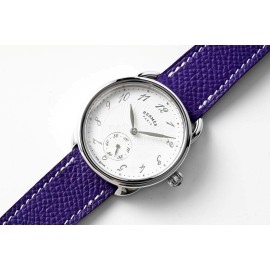 Hermes Arceau 34mm Round Dial Leather Strap Watch Purple
