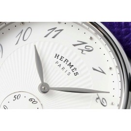 Hermes Arceau 34mm Round Dial Leather Strap Watch Purple