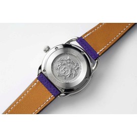 Hermes Arceau 34mm Round Dial Leather Strap Watch Purple