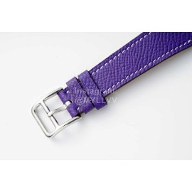 Hermes Arceau 34mm Round Dial Leather Strap Watch Purple