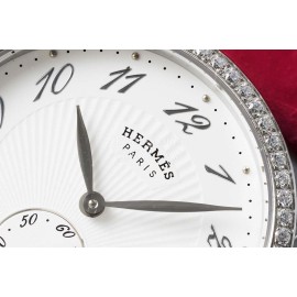 Hermes Arceau 34mm Round Dial Leather Strap Diamond Watch