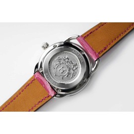 Hermes Arceau 34mm Round Dial Leather Strap Diamond Watch