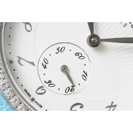 Hermes Arceau 34mm Round Dial Blue Leather Strap Diamond Watch