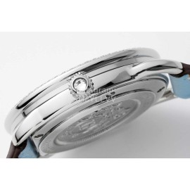 Hermes Arceau 34mm Round Dial Blue Leather Strap Diamond Watch