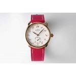 Hermes Arceau 34mm Round Dial Red Leather Strap Watch