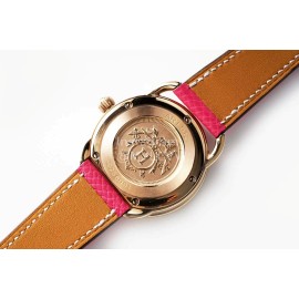 Hermes Arceau 34mm Round Dial Red Leather Strap Watch