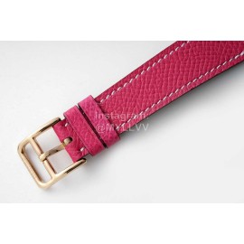 Hermes Arceau 34mm Round Dial Red Leather Strap Watch