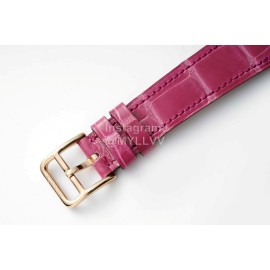 Hermes Arceau 34mm Round Dial Leather Strap Watch Purplish Red