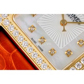 Hermes Bv Factory 316 Refined Steel Leather Strap Diamond Watch Brown