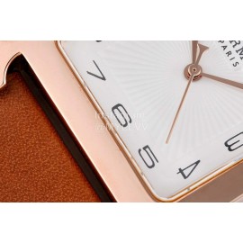 Hermes Bv Factory 316 Refined Steel Leather Strap Watch Brown