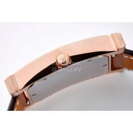 Hermes Bv Factory 316 Refined Steel Leather Strap Watch Brown