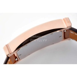 Hermes Bv Factory 316 Refined Steel Leather Strap Watch Brown