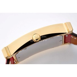 Hermes Bv Factory 316 Refined Steel Red Leather Strap Diamond Watch 