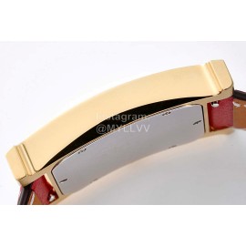 Hermes Bv Factory 316 Refined Steel Red Leather Strap Diamond Watch 