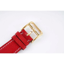 Hermes Bv Factory 316 Refined Steel Red Leather Strap Diamond Watch 