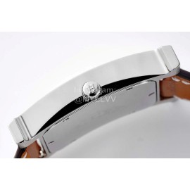 Hermes Bv Factory 316 Refined Steel Brown Leather Strap Diamond Watch 