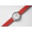 Slim D’Hermes Baton Pointer Leather Strap Watch Red