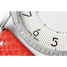 Slim D’Hermes Baton Pointer Leather Strap Watch Red