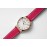 Slim D’Hermes Baton Pointer Leather Strap Watch Rose Red