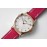 Slim D’Hermes Baton Pointer Leather Strap Watch Rose Red